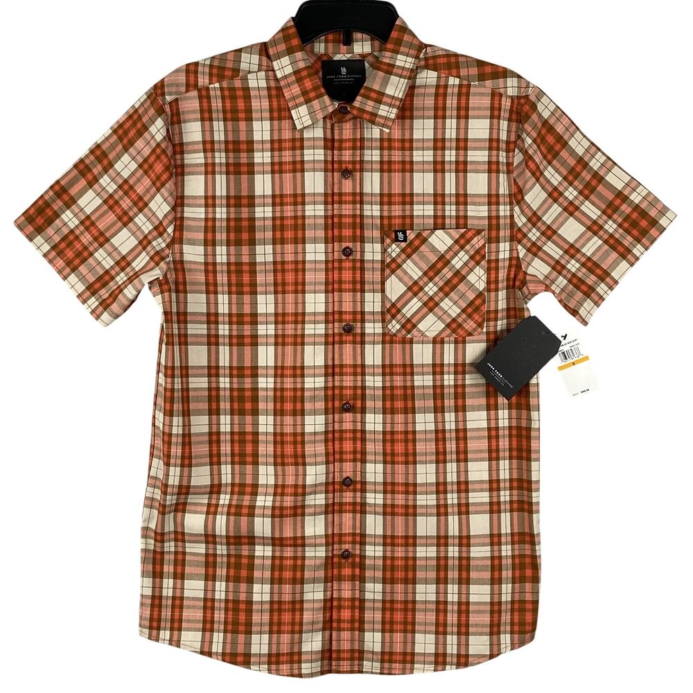 Junk Food Clothing Shirt Men's Small Brighton Short Sleeve Button-Up Plaid NEW